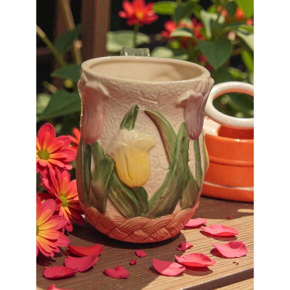 Fitz and Floyd OCI Tulip Mug Vintage 1993 Handpainted Earthenware - Picture 4 of 6